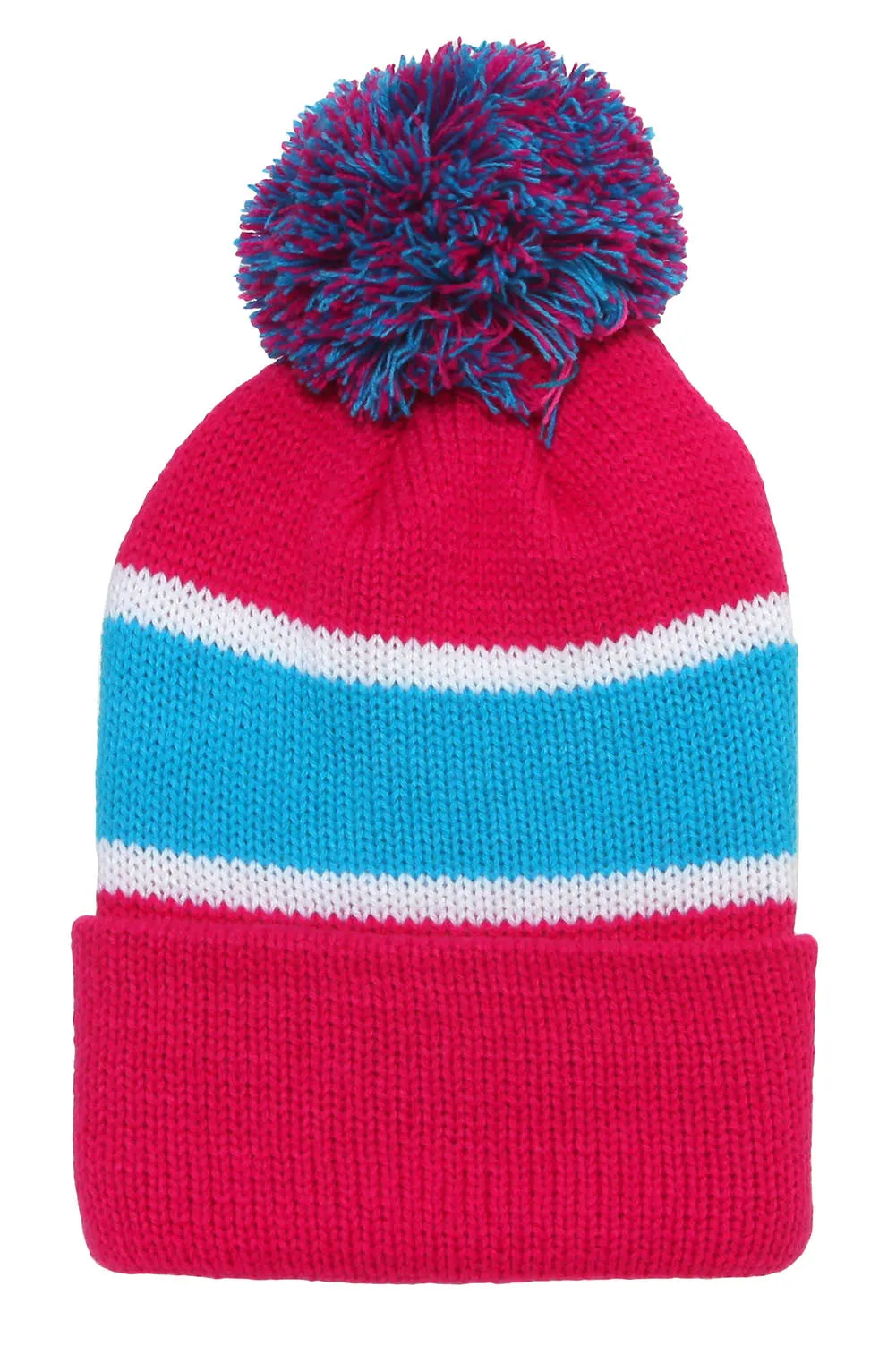 Winter Striped Beanie with Pom