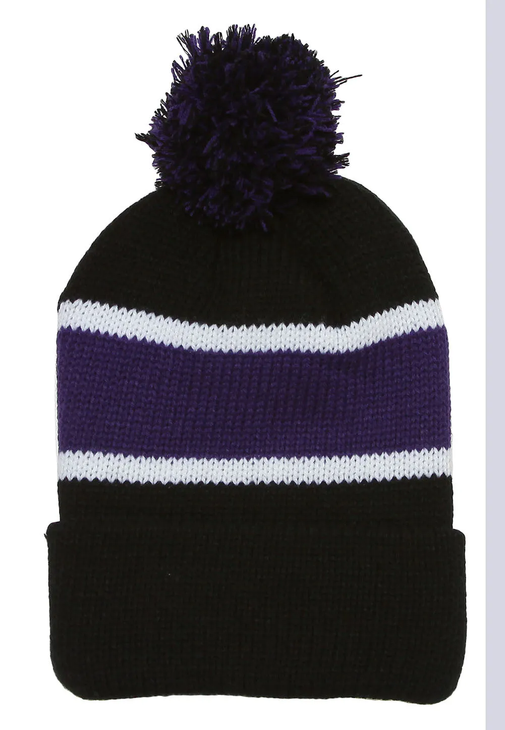 Winter Striped Beanie with Pom