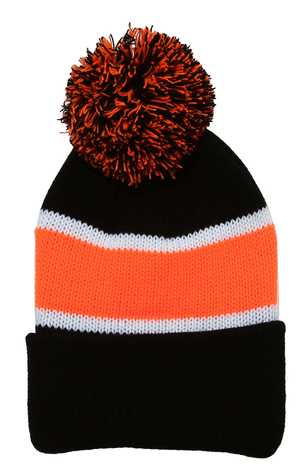 Winter Striped Beanie with Pom