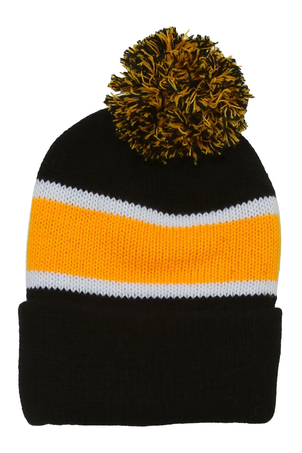 Winter Striped Beanie with Pom