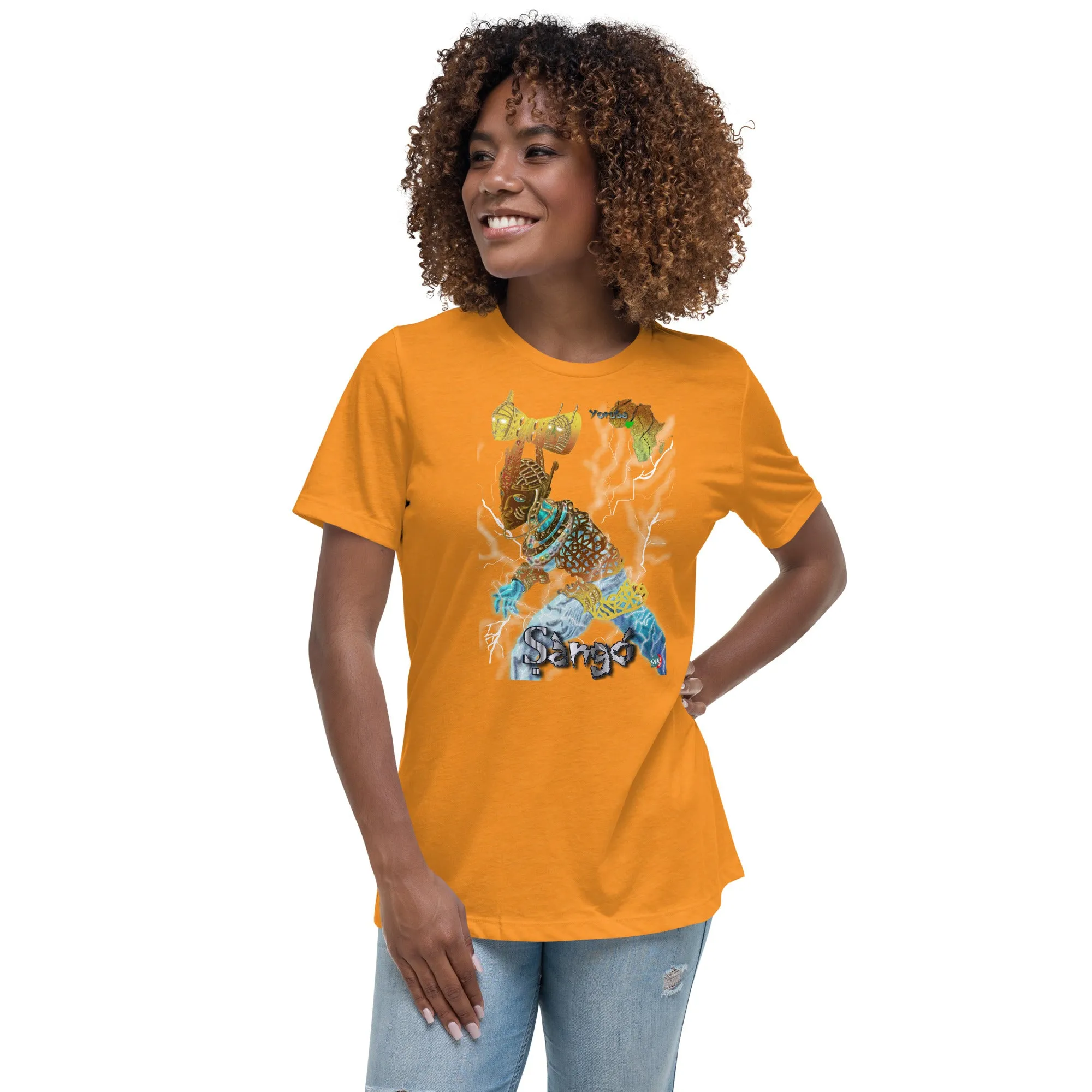 Women's Afrikkan Pantheon (African Gods) Ṣàngó graphic t-shirt (Shango)