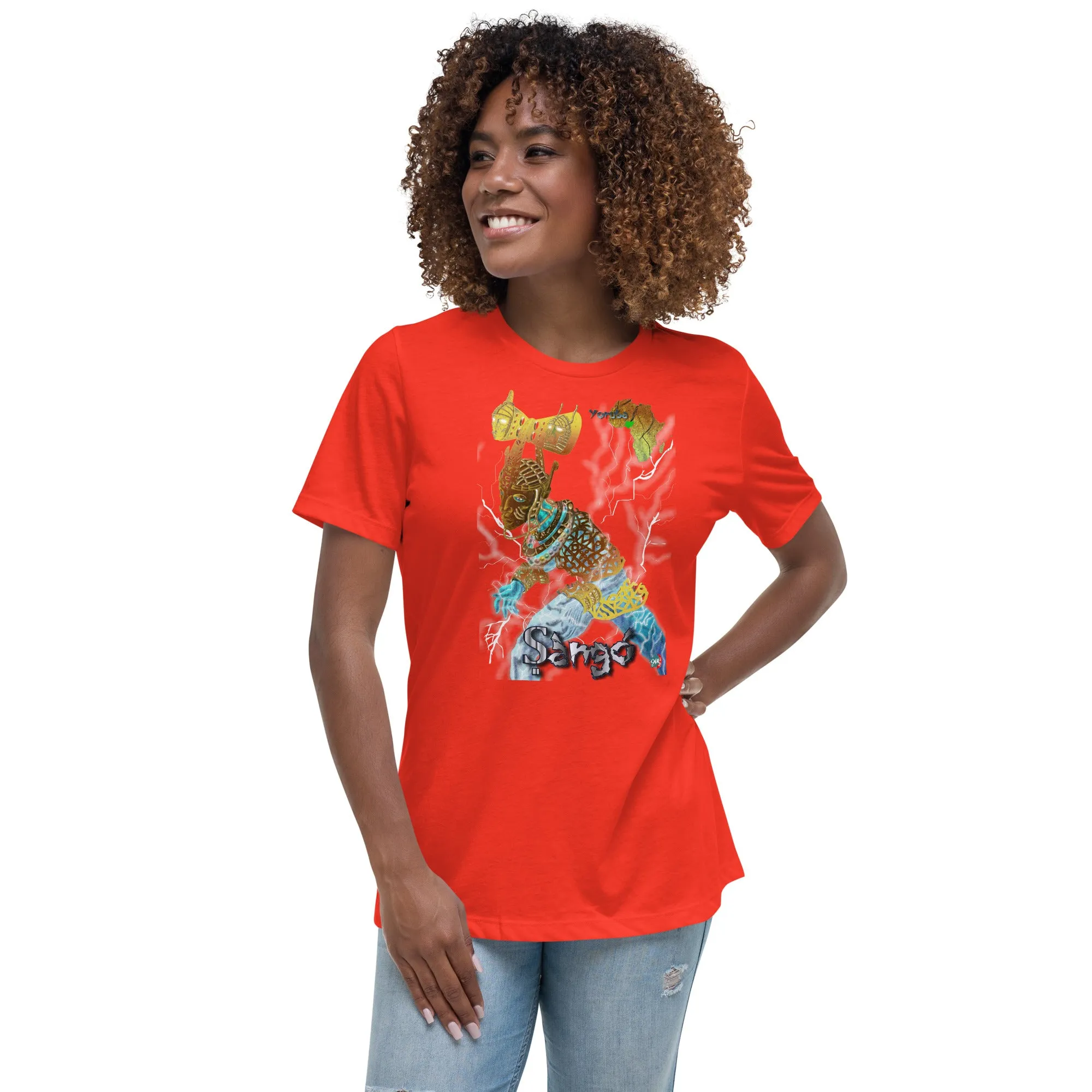 Women's Afrikkan Pantheon (African Gods) Ṣàngó graphic t-shirt (Shango)