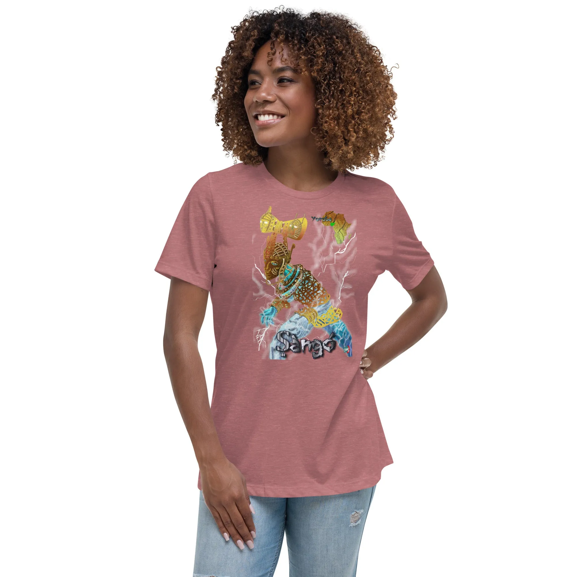 Women's Afrikkan Pantheon (African Gods) Ṣàngó graphic t-shirt (Shango)