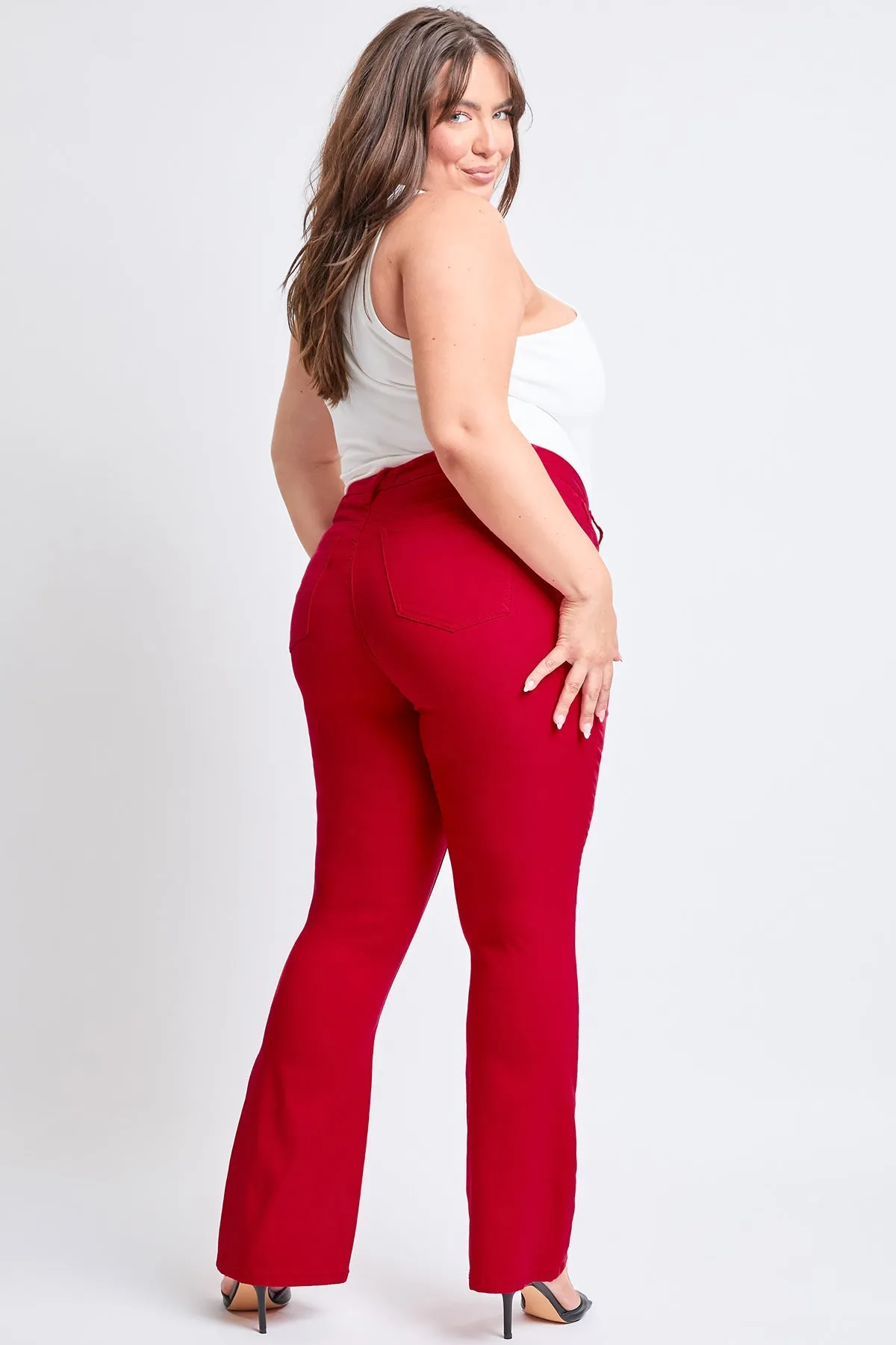 Women´s Plus Size Hyperstretch Flare Pants, Ruby Red