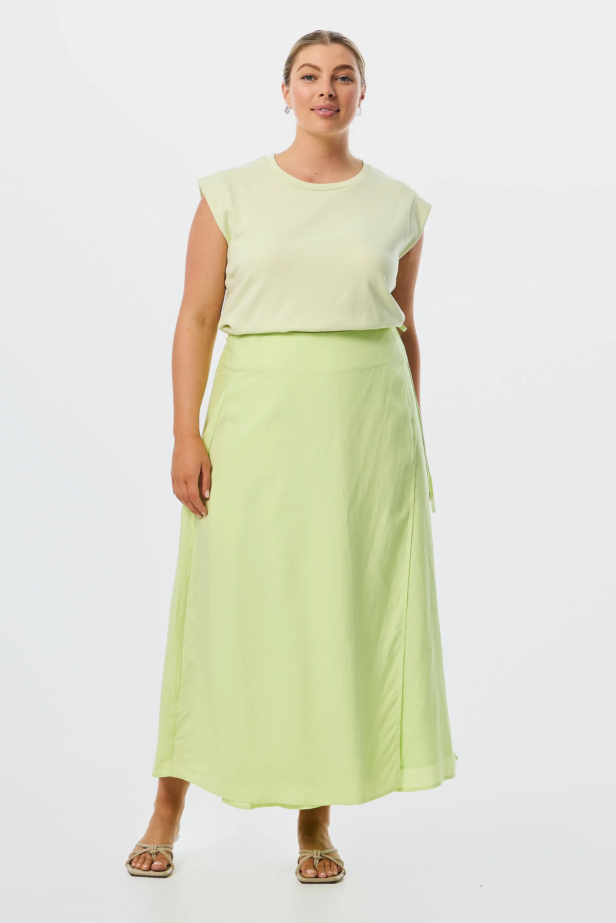 Wrap Midi Skirt - Lime