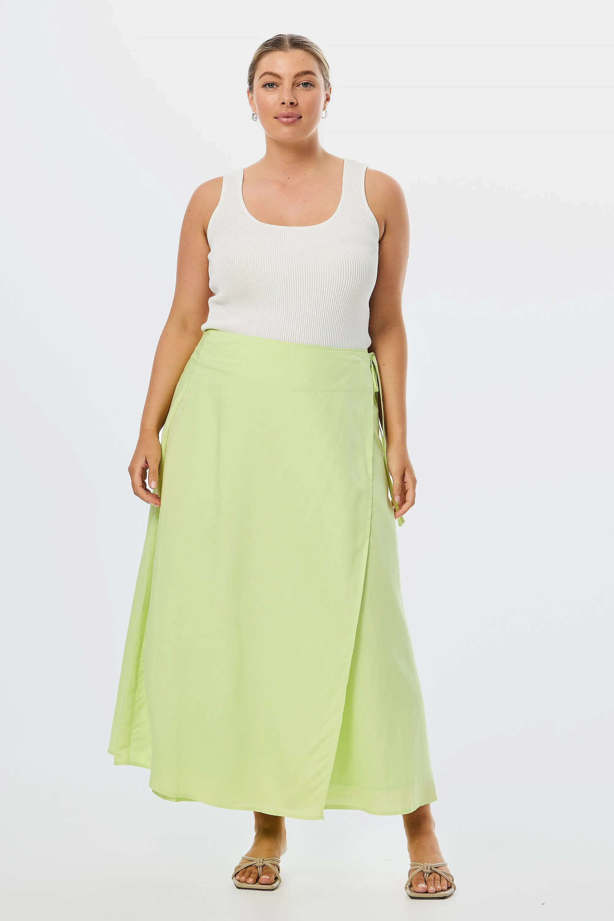 Wrap Midi Skirt - Lime