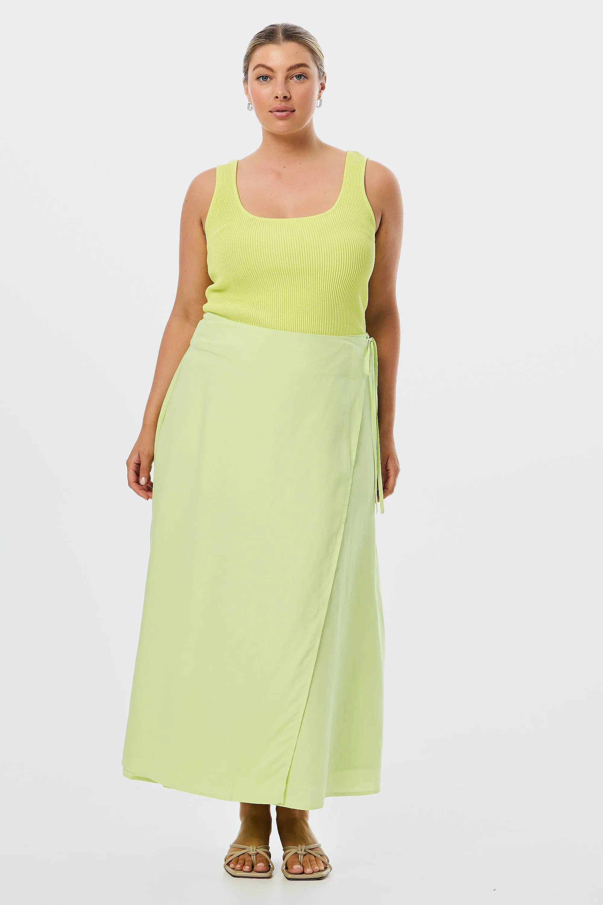 Wrap Midi Skirt - Lime