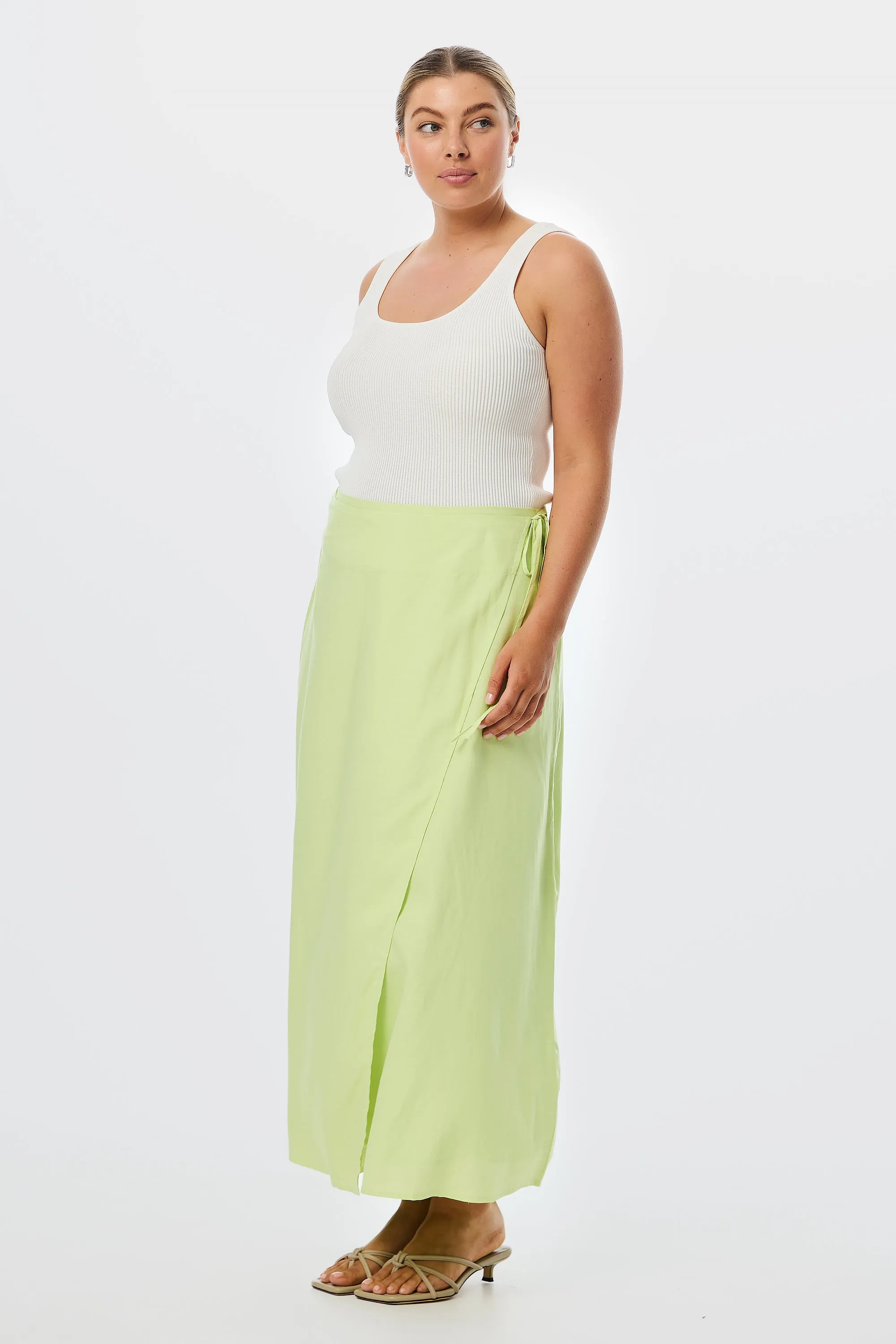 Wrap Midi Skirt - Lime