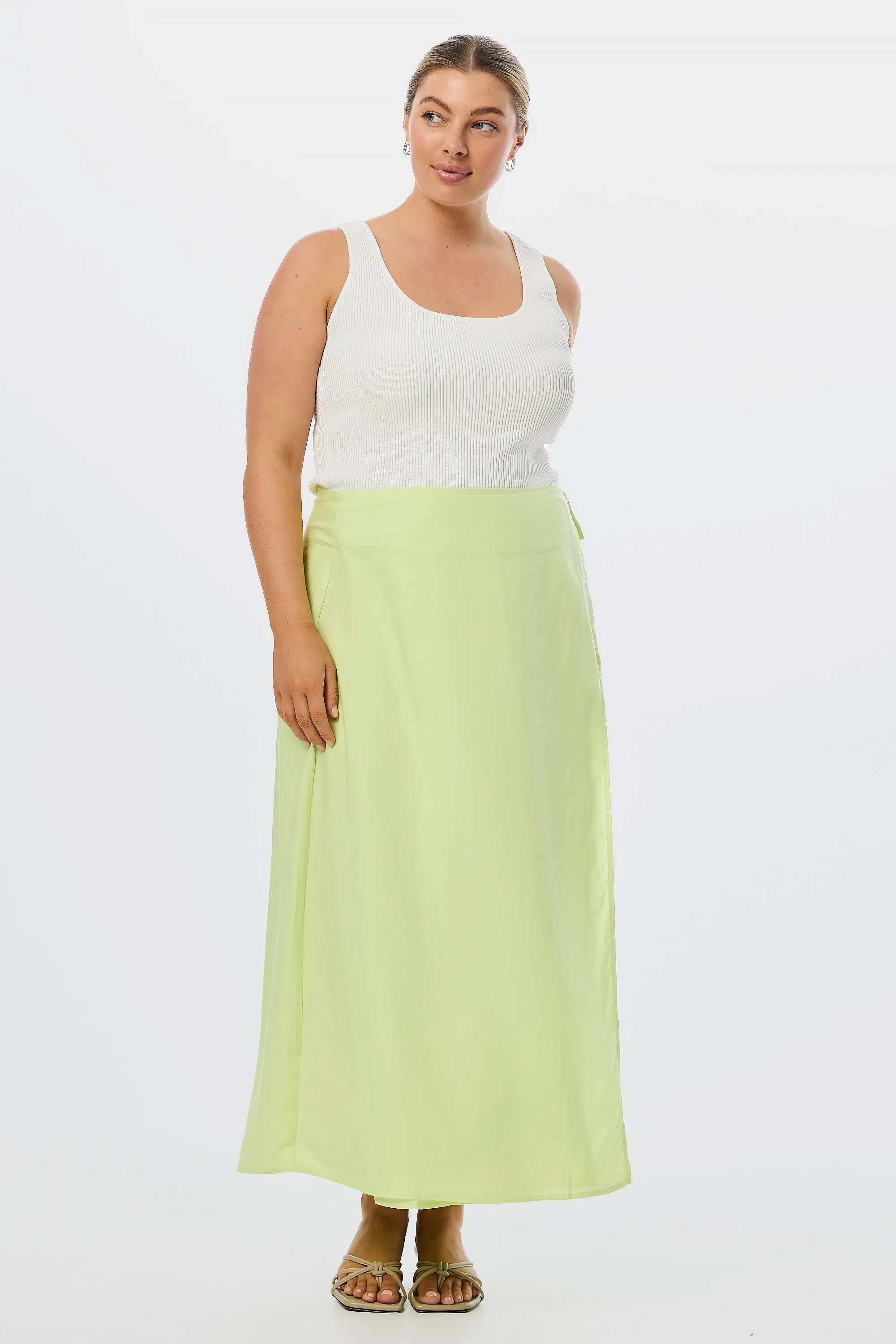 Wrap Midi Skirt - Lime