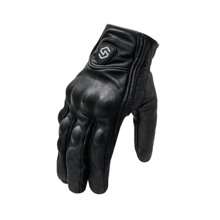 WUPP CS-1047A Motorcycle Racing Cycling Windproof Leather Full Finger Gloves, Size:L(Black)